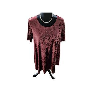 Molly Green Crushed Velvet Size Large Red  Short Sleeve Dress